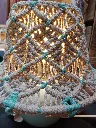 Lampe trapilho vert d'eau et macramé