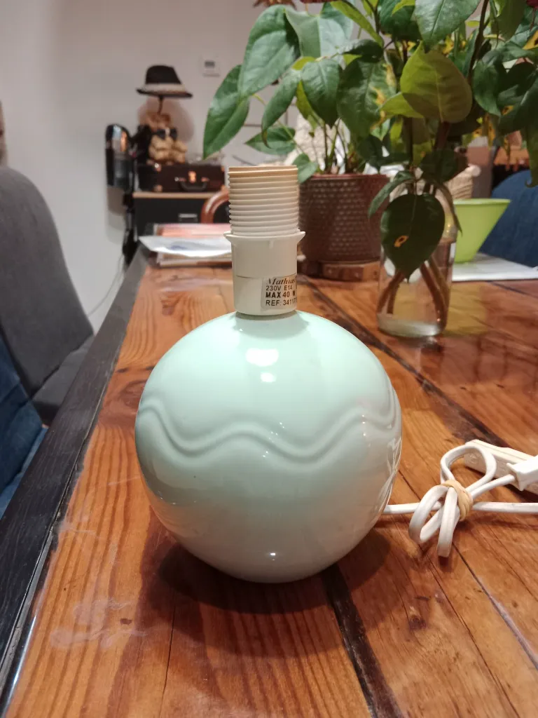 Lampe trapilho vert d'eau et macramé