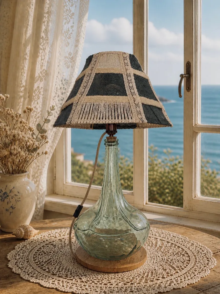Brise de lin (Lampe dame jeanne originale, jute et macramé)