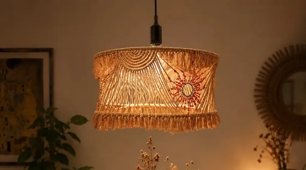 Dysis (Suspension macramé et soleils perlés)
