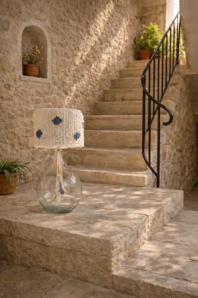 Fluffy ( lampe macramé et dame jeanne)